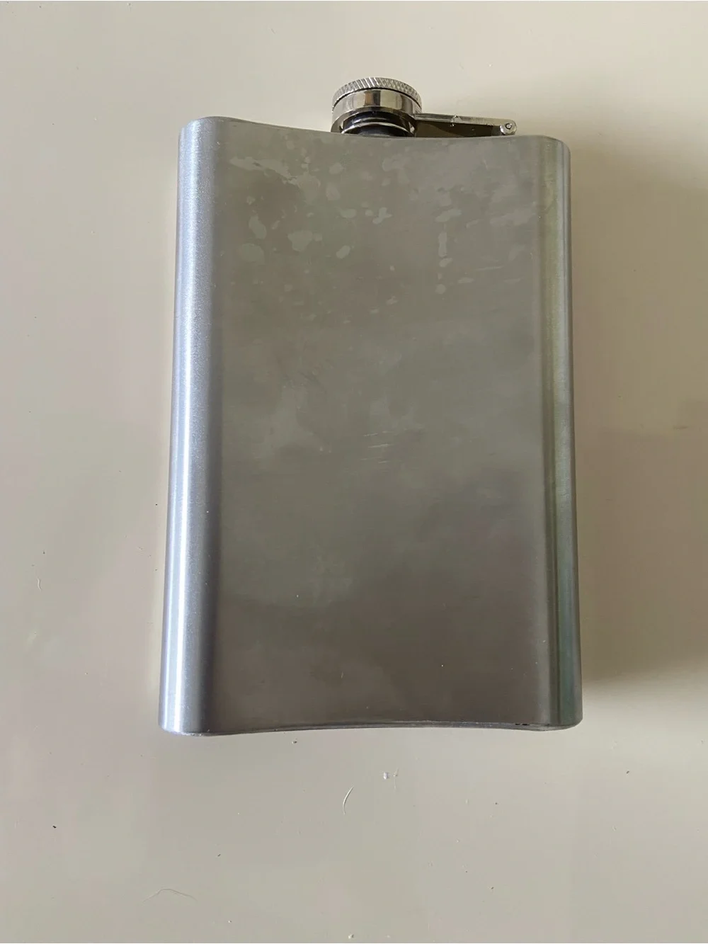 Stainless Steel Hip Flask with Hinged Cap - Silver